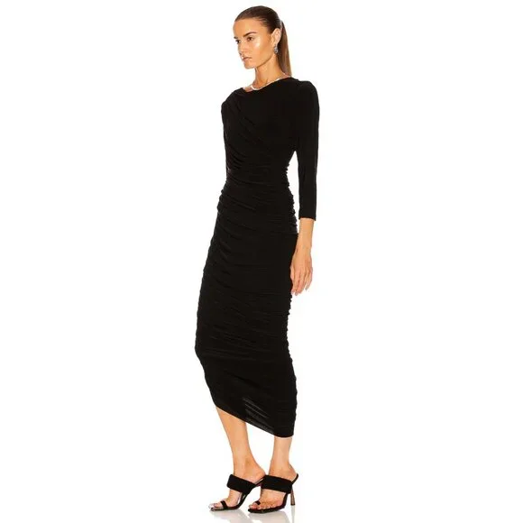 Norma Kamali Long Sleeve Diana Gown in Black - Picture 3 of 4